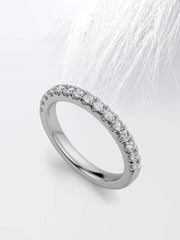 Round Cut Moissanite scalloped pave Diamond Wedding Band Mapple Gems
